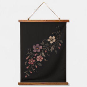 Tapisserie Suspendue Bouquet de fleurs sur fond noir