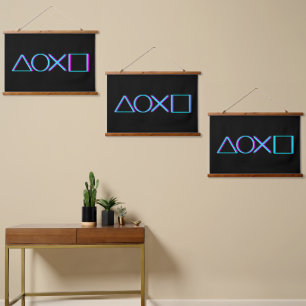 Tapisserie Suspendue Boutons de manette Neon Glitch Art Joueur