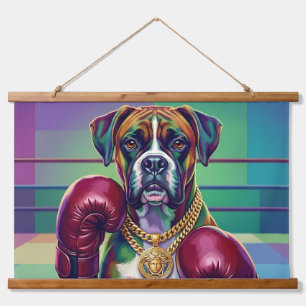 Tapisserie Suspendue Boxeur de chien moderne en art pop athlète