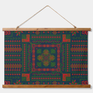Tapisserie Suspendue Broderie palestinienne Tatreez rouge vert 5 Motif