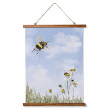 Bumblebees et marguerites Peinture à l'aquarelle