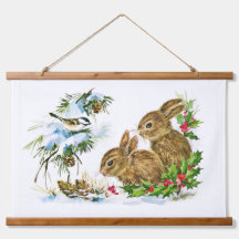 Bunnies et oiseaux Profitez de la neige