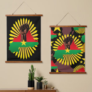 Tapisserie Suspendue Burkina Faso Carte, drapeau et première révolution