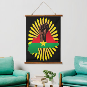 Tapisserie Suspendue Burkina Faso Carte, drapeau et première révolution