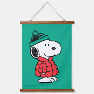 Tapisserie Suspendue cacahuètes Snoopy Chat d'hiver et Casquette