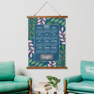 Tapisserie Suspendue Calendrier avec logo - Pêche Bleue Botanique