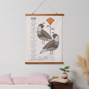 Tapisserie Suspendue Calendrier Quail et Poppy 2026 V2 ©studioxtine