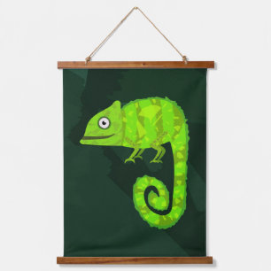 Tapisserie Suspendue Caméléon vert mignon