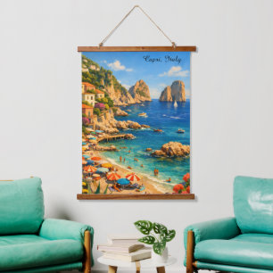 Tapisserie Suspendue Capri Italie Plage de Marina Piccola Vintage
