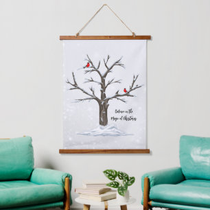 Tapisserie Suspendue Cardinaux rouges d'hiver sur Snowtree