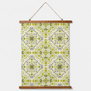 Tapisserie Suspendue Carreaux de fleurs en vert