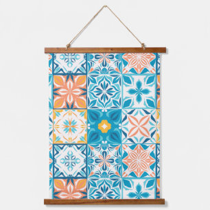 Tapisserie Suspendue Carrelage orange et bleu