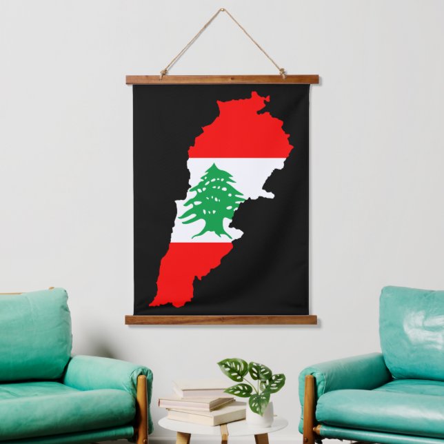 Tapisserie Suspendue Carte du Liban avec drapeau (Salon)