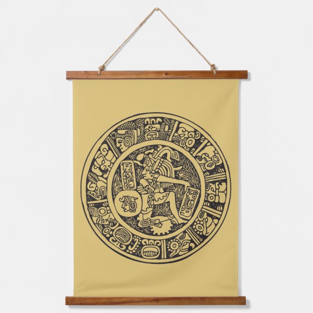 Tapisserie Suspendue Cercle maya, hiéroglyphe mexicain (maya) (Recto)
