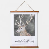 Cerf d'hiver à l'aquarelle Rustique Noël