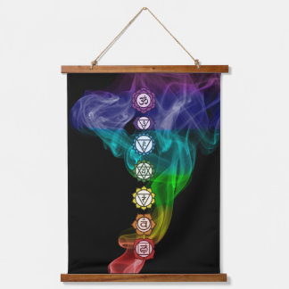 Tapisserie Suspendue Chakra arc-en-ciel fumée noir gras