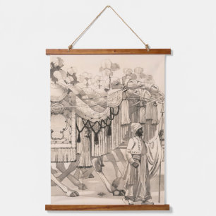 Tapisserie Suspendue Chameaux Marchant Habillés En Costume