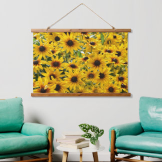 Tapisserie Suspendue Champ de fleurs jaunes florales