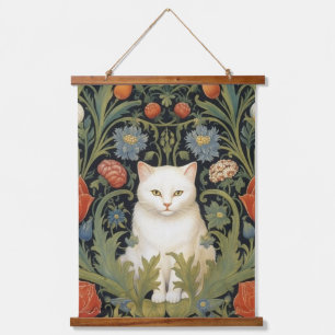 Tapisserie Suspendue Chat blanc Art nouveau dans le jardin