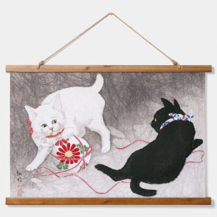 Tapisserie Suspendue Chat noir et chat blanc, Takahashi Shotei