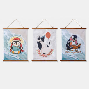 Tapisserie Suspendue Chat smoking élégant Restez Pawsitif Bois dessus T