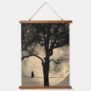 Tapisserie Suspendue Chat sur une Pleine lune de fil