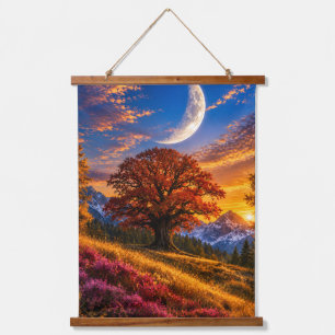 Tapisserie Suspendue Chêne Mystique de l'Automne Croissant de Lune