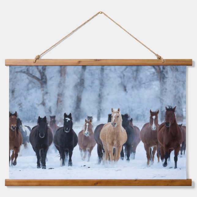 Tapisserie Suspendue Chevaux dans le froid (Devant)