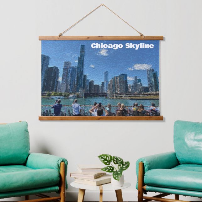 Tapisserie Suspendue Chicago, Illinois Abstrait Skyline (Salon)