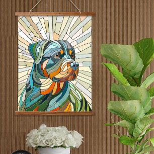 Tapisserie Suspendue Chien Rottweiler - art de la mosaïque