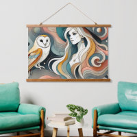Chouette rétro d'art populaire et sorcière de Boho