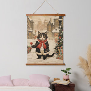Tapisserie Suspendue Christmas Kitty, Jour de la neige