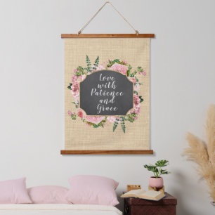 Tapisserie Suspendue Citation d'amour avec patience