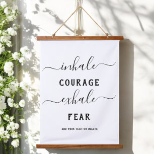 Tapisserie Suspendue Citation de courage Yoga Inhaler Exhaler Noir Blan