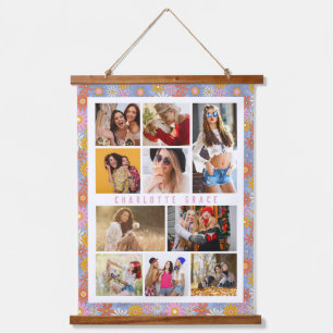 Tapisserie Suspendue Collage de 10 photos florales rétro personnalisées