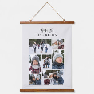 Tapisserie Suspendue Collage photo de famille monogramme rustique neutr