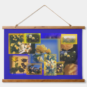 Tapisserie Suspendue Collage vintage de fleurs jaunes