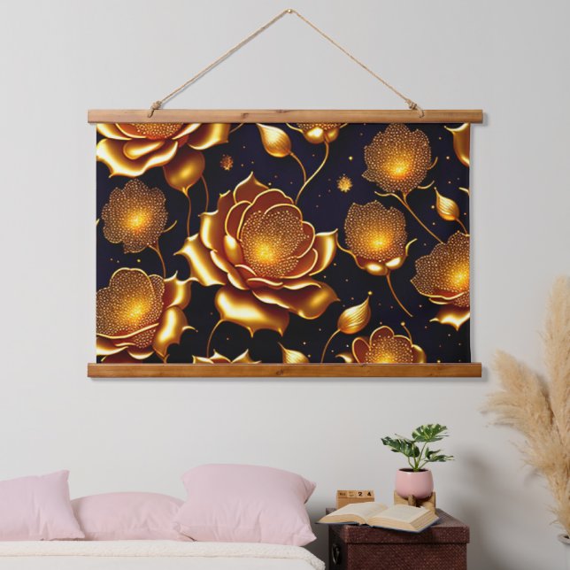 Tapisserie Suspendue Collection de Roses de luxe moderne Big Gold (Chambre à coucher)