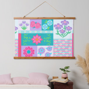 Tapisserie Suspendue Conception de fleurs vibrantes en fleurs