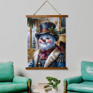 Tapisserie Suspendue Conception de Noël de bonhomme de neige victorien