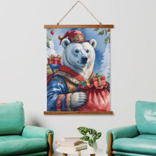 Tapisserie Suspendue Conception de Noël de Santa ours polaire