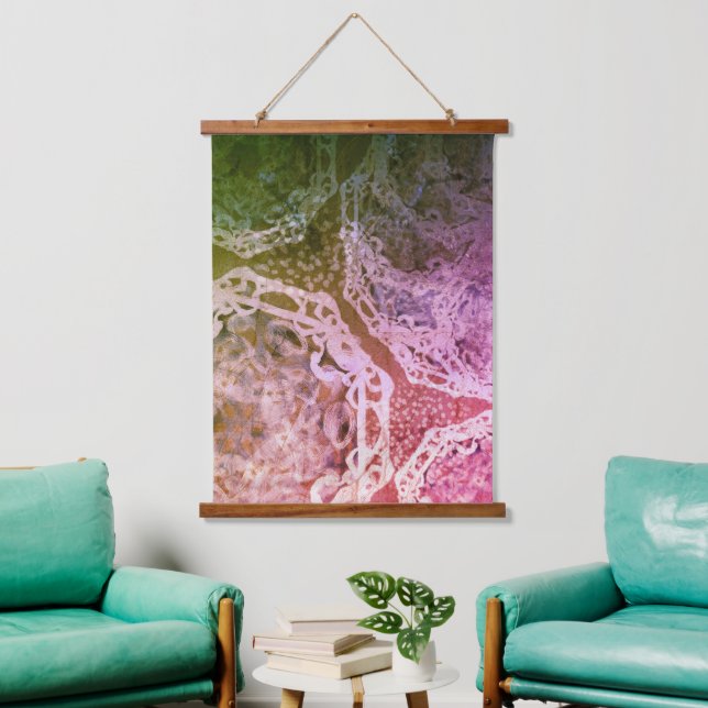 Tapisserie Suspendue Cool Dessin en mandal rose et bleu (Salon)