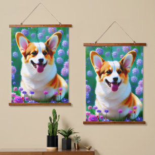 Tapisserie Suspendue Corgi floral