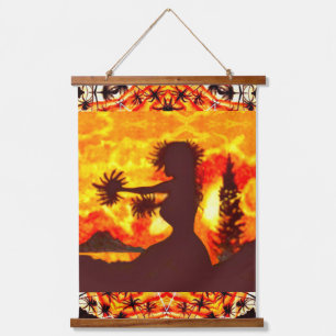 Tapisserie Suspendue Coucher de soleil hawaïen Hula Palms