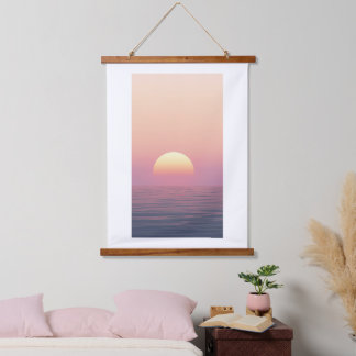 Tapisserie Suspendue Coucher de soleil pastel sur un océan calme