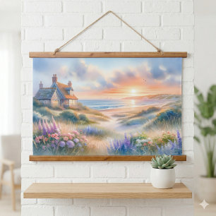 Tapisserie Suspendue Coucher de soleil sur les dunes de la maisonnette 