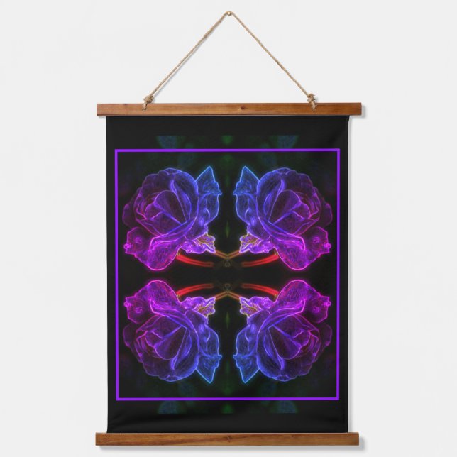 Tapisserie Suspendue Couleurs Abstraites Fleur Rose violet (Recto)