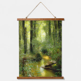 Tapisserie Suspendue CREEK IN THE WOODS Wood Topped Wall Tapestry