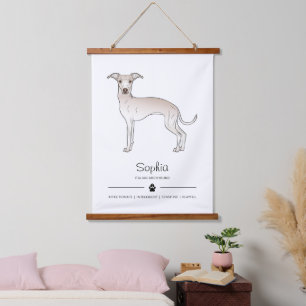 Tapisserie Suspendue Crème Italien Greyhound Avec Paw Et Texte Personna