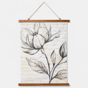 Tapisserie Suspendue Croquis floral rustique avec calligraphie - âge (4